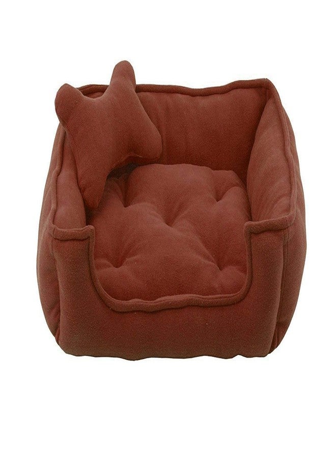 Fluffy's Luxurious Reversible Polyester Filled Dog Bed (Brown, Medium) - Image 1